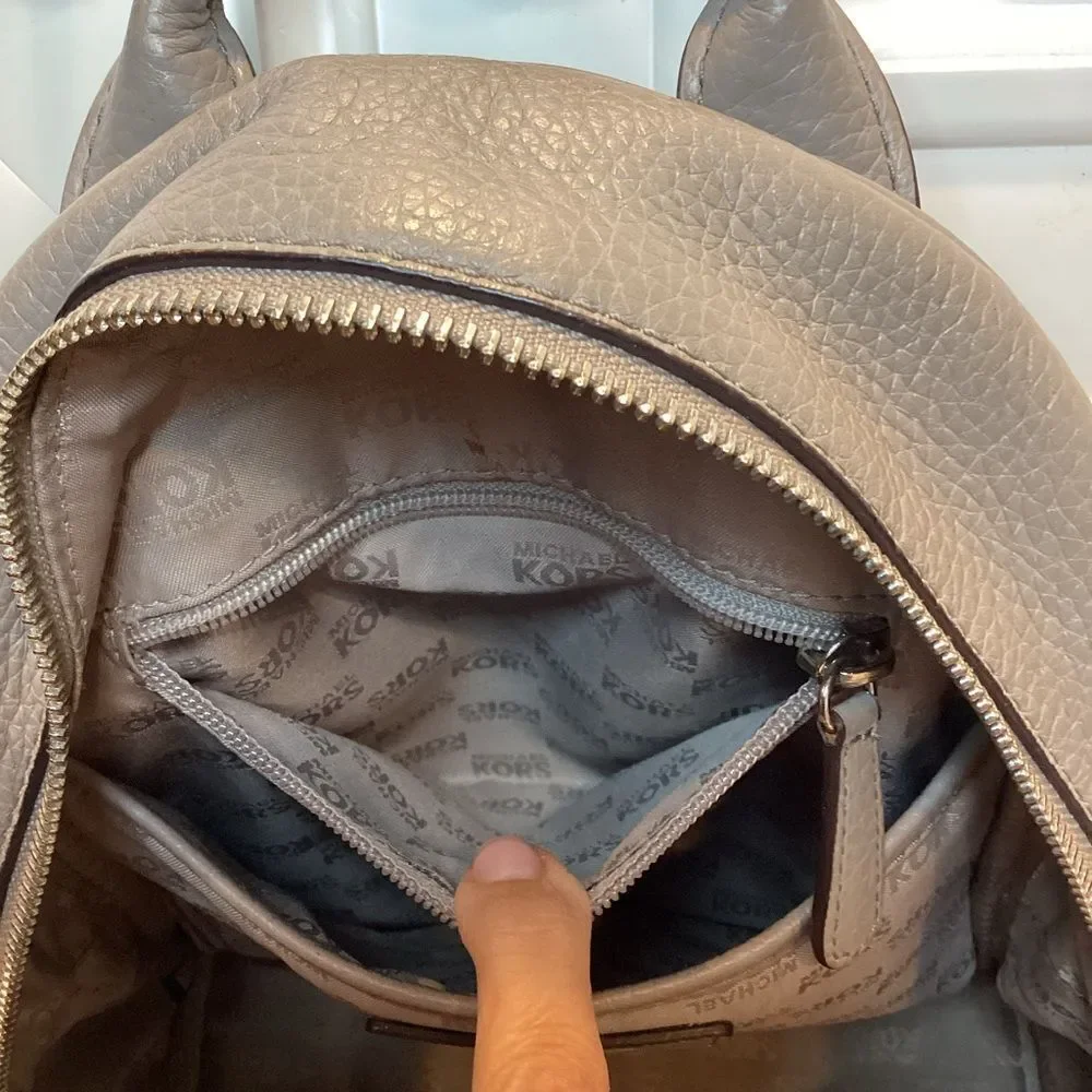 Michael Kors Backpack Leather Abbey Pearl Pebbled Studded Back Pack Bag Travel